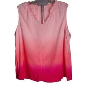 NWT Linen‑Blend Pink‑to‑Magenta Ombré Sleeveless Blouse XXL 20